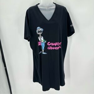 Beau Rivage "Gamblin' Grandma" Sleepshirt Tunic Tee Size 2X Womens Black Graphic